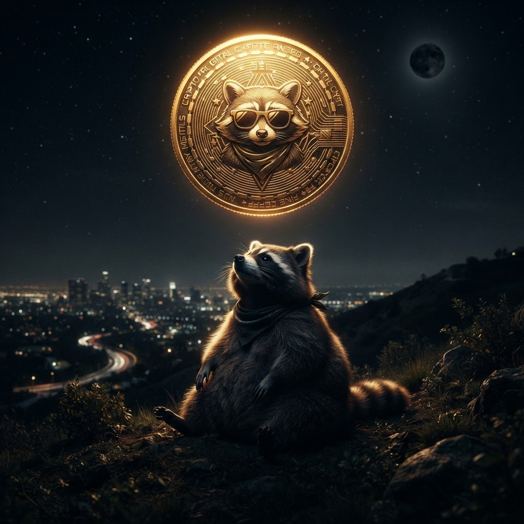 Eyes on the moon — cinematic FATCOON artwork
